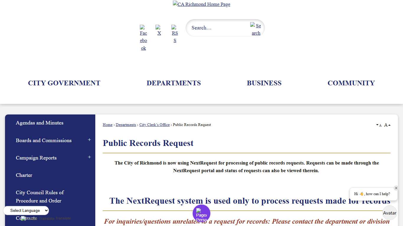 Public Records Request Richmond, CA - Official Website
